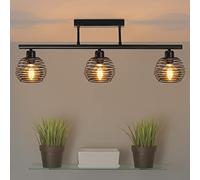 ZMH Plafoniera soffitto vintage Lampadario camera da letto industriale lampada da soffitto cucina in ferro battuto nero con E27 portalampada 3 luci per salotto sala da pranzo - senza lampadina