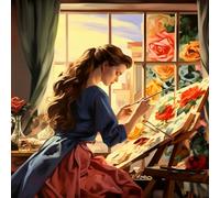 ZMHZMY Kit per pittura digitale fai da te, senza cornice, con numeri, motivo: donna che disegna davanti alla finestra, per adulti e bambini, kit regalo fai da te, 40 x 50 cm, senza cornice