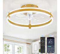 ZMISHIBO Ventilatore da soffitto a LED da 50 cm con luce, app e telecomando, montaggio piatto, luce LED dimmerabile da 2200 lm, 3 CCT, 6 velocità del vento, motore DC silenzioso, con funzione di
