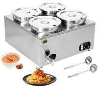 ZMJGLL Scaldavivande Elettrico Professionale con Temperatura Regolabile e Rubinetto - Ideale per Riscaldare zuppe, Formaggi e Riso - Design Facile da Utilizzare (220V 4 Pot)