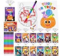 ZMLM 24 Pack Libri da Colorare con Pastelli a Cera halloween gadget, Mini libro da colorare lavoretti regalini halloween per bambini 4 a 8 Anni party compleanno