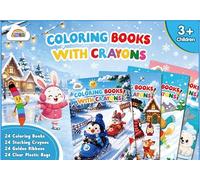 ZMLM Kit di 24 mini libri da colorare e pastelli da colorare per bambini | Set di attività nuziali, set per feste pronte da montare, da colorare e labirinti, divertimento senza schermo