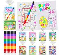 ZMLM Mini Libri da Colorare con Pastelli a Cera regalini fine festa compleanno, gadget compleanno bambini per 4 a 8 Anni Attività Artistich (Pasqua,24)