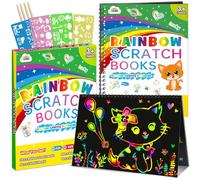 ZMLM Scratch Paper Art-Craft Gifts - 2 Pack Rainbow Scratch Art Set per bambini Attività Colorazione Artigianato Disegno Black Magic Art Forniture Kit Regalo di compleanno Giocattoli di Natale