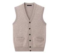 ZMNKH 100% Cashmere Uomo Gilet Senza Maniche con Scollo a V Classico Gilet da Uomo d'Affari Maglia Gilet Maglione Cardigan con Tasche