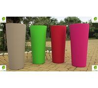 ZMNTVeca Genesis - Vaso da fiori in resina con coperchio rotondo, alto, 85 cm (altezza) x 38 cm, rosso orientale