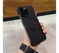 ZMNVIOSH Metallic Paint Frameless Magnetic Phone Case, Matte Pc Ultra Thin Full Coverage Magnetic Borderless Phone Case with HD Lens Film for iPhone 15 14 13 PRO Max (14pro,Black)