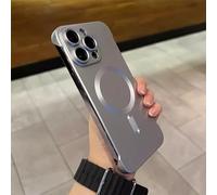 ZMNVIOSH Metallic Paint Frameless Magnetic Phone Case, Matte Pc Ultra Thin Full Coverage Magnetic Borderless Phone Case with HD Lens Film for iPhone 15 14 13 PRO Max (15,Silver)