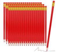 Zmpkhba Confezione da 100 matite colorate HB rosse con gomma, pre-affilate, rosse, per controllare i test di correzione, mappe di classificazione, colorazione, editing, bomboniere, in confezione