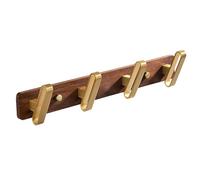 ZMQU Walnut 3/4/5/6 Hooks, Aluminum Wall Mounted Coat Hook, Multifunctional Coat Hook for Behind Door, Entryway, Bedroom, Living Room(50cm/19.6in)(39cm/15.3in)