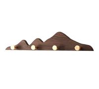 ZMQU Wooden Coat Rack with 4/6/8 Gold Brass Hooks, Solid Wood Wall-Mounted Coat Hook, Entryway Coat Rail(Brown,60cm/23.6in)(Brown,40cm/15.7in)