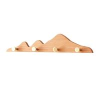 ZMQU Wooden Coat Rack with 4/6/8 Gold Brass Hooks, Solid Wood Wall-Mounted Coat Hook, Entryway Coat Rail(Brown,60cm/23.6in)(Natural,40cm/15.7in)