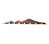 ZMQU Wooden Coat Rack with 4/6/8 Gold Brass Hooks, Solid Wood Wall-Mounted Coat Hook, Entryway Coat Rail(Brown,60cm/23.6in)(Brown,74cm/29.1in)