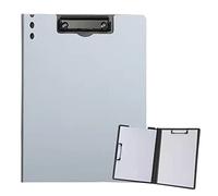 ZMREN A4 Portablocco, Portablocchi in Plastica con Pinza, con doppia clip, per impiegati, studenti, insegnanti (31,5 cm x 22,5 cm) - Grigio argento