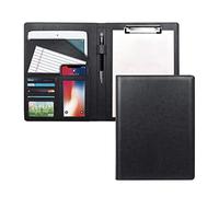 ZMREN Cartella Porta Documenti A4 Pelle, portablocco per scrittura, Portablocchi in Plastica con Pinza, per Business School Office Conference Notepad Clip Board - Nero