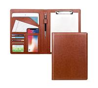 ZMREN Cartella Porta Documenti A4 Pelle, portablocco per scrittura, Portablocchi in Plastica con Pinza, per Business School Office Conference Notepad Clip Board - Marrone chiaro