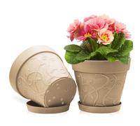 ZMTECH Vasi da 25 cm, con sottovaso e fori di drenaggio, fioriera in plastica effetto terracotta, grande vaso da fiori per interni ed esterni, pianta serpente, aloe Monstera piante da appartamento