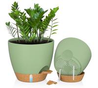 ZMTECH Vaso Per Piante da 30 cm Con Presa D'acqua Fioriere Autoinnaffianti Con Fori Di Drenaggio e Sottovaso in Plastica Per Piante da Interno e Da Esterno (Verde, 1 Confezione)