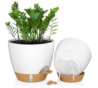 ZMTECH Vaso Per Piante da 30 cm Con Presa D'acqua Fioriere Autoinnaffianti Con Fori Di Drenaggio e Sottovaso in Plastica Per Piante da Interno e Da Esterno (Bianco, 1 Confezione)