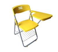 ZMTGLTG Sedia Pieghevole for Corsi di Formazione con Tavolo, Schermo for Libri E Portapenne, Realizzata in Resistente Materiale PP. Adatta for Conferenze E Corsi di Formazione.(Yellow)