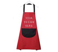 ZMvise Grembiule da Cucina Personalizzato con Design Personale Logo Testo Personalizzato Unisex Uomo e Donna, Rosso, Taglia Unica