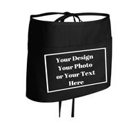 ZMvise Grembiule personalizzato in vita con 3 tasche il tuo design testo donne uomini cameriere mezzi grembiuli, nero, taglia unica