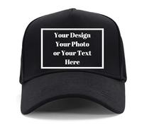 ZMvise Personalizzare il proprio cotone unisex di progettazione personalizzato 5 pannello Plain cappello regolabile berretto da baseball, nero, Medium