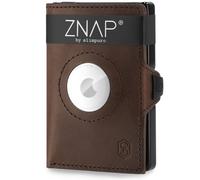 ZNAP Airtag Wallet in pelle premium | Porta carte di credito | Portafoglio piccolo | Blocco RFID & Slim I Custodia per carte di credito Air Tag Portafoglio Uomo - 12 carte - Marrone, marrone, 12,