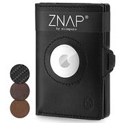 ZNAP Airtag - Portafoglio da uomo in pelle di alta qualità, con blocco RFID e scomparto per carte di credito, 12 carte di credito, nero