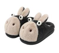 ZNEL Animale Peloso Testa D'asino Pantofole Calde E Morbide in Peluche Suola in Gomma Spessa E Robusta Scarpe da Casa in Cotone per Adulti(38/39 EU, Gray)