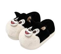 ZNEL Animali Pantofole da Casa Peluche Divertenti E Carine Soffice E Pelose Scarpe con Suola Spessa per Donna E Uomo Interni Ed Esterni(44/45 EU, E-Black)
