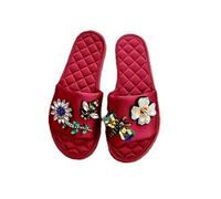 ZNEL Donna Farfalla Fiore Ape Strass Pantofole Traspiranti da Interno Suola con Cuciture in Raso Sandali Bassi Scarpe per Casa Senza Lacci(35/36 EU, Red)