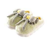 ZNEL Donna Pantofole a Farfalla con Fiocco Morbide E Calde Fiori di Peluche Antiscivolo Comode Suola Spessa Scarpe da Casa in Cotone(40/41 EU, Green)