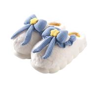 ZNEL Donna Pantofole a Farfalla con Fiocco Morbide E Calde Fiori di Peluche Antiscivolo Comode Suola Spessa Scarpe da Casa in Cotone(36/37 EU, Blue)