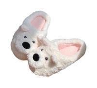 ZNEL Donna Pantofole a Forma di Terrier Animali Morbide Kawaii Antiscivolo Scarpe per Casa Calde, Ciabatte Comode in Cotone(38/39 EU, White)