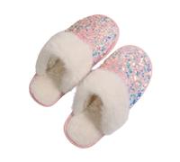 ZNEL Donna Pantofole con Paillettes Scintillanti Morbide Camera da Letto con Fodera in Pile Peloso Scarpe da Casa Suola Rigida in Gomma Antiscivolo(42/43 EU, Pink)