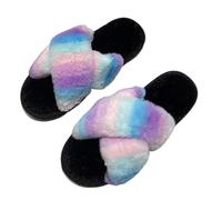 ZNEL Donna Pantofole Morbide E Pelose Multicolori Comode con Fascia Incrociata Scarpe da Casa Memory Foam Sandali Punta Aperta Interno/Esterno(41/42 EU, Purple)