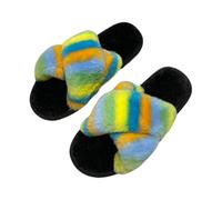 ZNEL Donna Pantofole Morbide E Pelose Multicolori Comode con Fascia Incrociata Scarpe da Casa Memory Foam Sandali Punta Aperta Interno/Esterno(39/40 EU, Green)