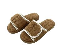 ZNEL Donna Pantofole Morbide Memory Foam Fascia Adesiva Apribile Soffice Peluche Punta Aperta Scarpe da Casa Interno/Esterno Facile da Indossare/Sfilare(36/37 EU, Brown)
