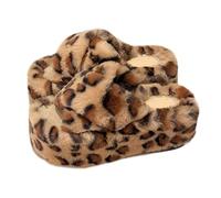 ZNEL Donna Stampa Leopardata Pantofole a Fascia Incrociata E Doppia Morbido Pile Antiscivolo Punta Aperta Suola Spessa 4cm Scarpe per Casa(38/39 EU, G)