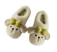 ZNEL Donna Uomo Pantofole Peluche Soffice Cane con Orecchie Grandi E Papillon Animali E Cartoni Animati Scarpe per Casa Calde E Antiscivolo Interno/Esterno(36/37 EU, Green)