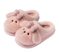 ZNEL Donna Uomo Pantofole Peluche Soffice Cane con Orecchie Grandi E Papillon Animali E Cartoni Animati Scarpe per Casa Calde E Antiscivolo Interno/Esterno(36/37 EU, Pink)