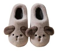 ZNEL Donna Uomo Pantofole Peluche Soffice Cane con Orecchie Grandi E Papillon Animali E Cartoni Animati Scarpe per Casa Calde E Antiscivolo Interno/Esterno(44/45 EU, Gray)