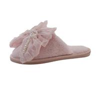 ZNEL Fiocco in Rete di Perle Pantofole Morbide per Interni Ed Esterni Comode in Memory Foam Antiscivolo Scarpe da Casa per Donne, Mamme, Damigelle(36/37 EU, Pink)
