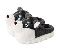 ZNEL Fluffy Pantofole Carino Cartoni Animati Husky Cane Peluche Pantofole Schiuma di Memoria Home Outdoor Chiudi Il Dito Scarpe,Vellutato Pantofole,Regalo Accogliente(40-41, Black)