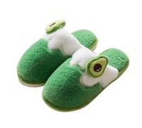 ZNEL Frutti Multicolore Pantofole per Donna e Uomo, Morbido Peluche Peloso Accogliente Fuzzy Foderato casa Scarpe Caldo Slip On Scuff Ciabatte Antiscivolo,Green ~ Avocado,40~41