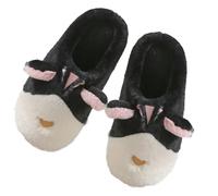 ZNEL Gatto Carino Orecchie di Animali dei Cartoni Animati Sandali Morbidi E Pelosi Antiscivolo Pantofole Morbide da Camera da Letto Scarpe per Casa da Coppia(40/41 EU, Black)