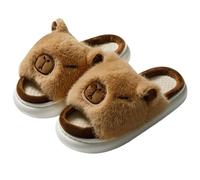 ZNEL Pantofole a Forma di Animale con Pelo E Soffici Motivi a Forma di Capibara dei Cartoni Animati Donna/Uomo Scarpe da Casa in Lino per Coppie, Quattro Stagioni(42/43 EU, Brown)