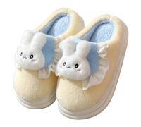 ZNEL Pantofole a Forma di Coniglietto da Donna Animali Carini E Pelosi Scarpe da Casa Testa di Coniglio Suola in Gomma Spessa Antiscivolo in Cotone(40/41 EU, Yellow)