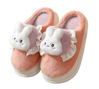 ZNEL Pantofole a Forma di Coniglietto da Donna Animali Carini E Pelosi Scarpe da Casa Testa di Coniglio Suola in Gomma Spessa Antiscivolo in Cotone(36/37 EU, Red)